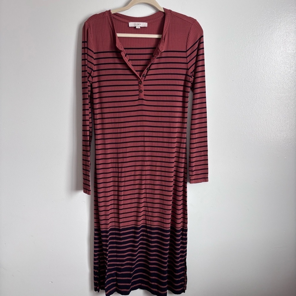 ⭐️⭐️⭐️LOFT Long Sleeve Striped Dress size Medium